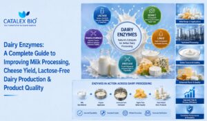 Overview of major dairy enzymes including lactase, rennet, transglutaminase, lipase and protease and their applications in modern dairy processing.